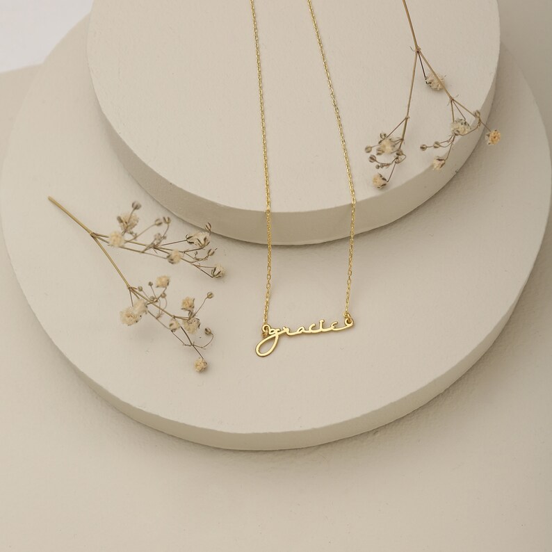 14K Personalized Script Name Necklace With Solid Goldlowercase Name