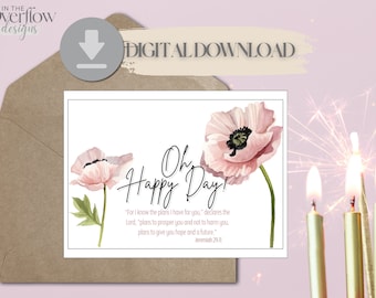 Tarjeta de cumpleaños cristiana imprimible, cumpleaños cristiano, cumpleaños religioso, tarjeta de cumpleaños religiosa, escritura de cumpleaños, jeremías 2911