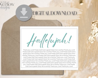 Felicitaciones imprimibles Tarjeta Cristiana, Tarjeta Cristiana, Tarjeta Religiosa, Aleluya, Bien hecho, Trabajo bien hecho, Tarjeta de descarga digital