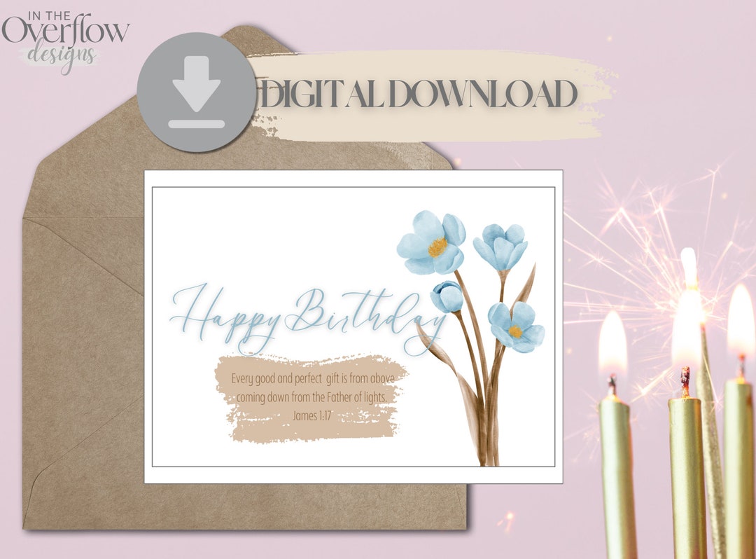 Printable Christian Birthday Card, Digital Download, Digital Birthday ...