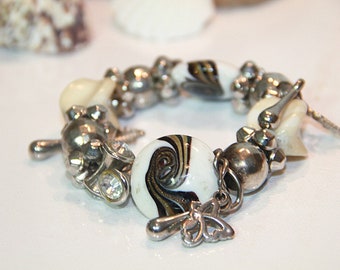 Stretch bracelet 'Wave' in a beach look with pendants