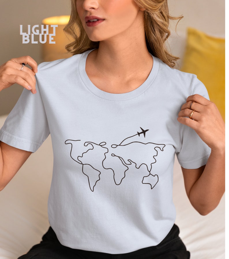 Travel Lovers T-shirt, World Map T-shirt, T-shirt With Airplane and Map ...