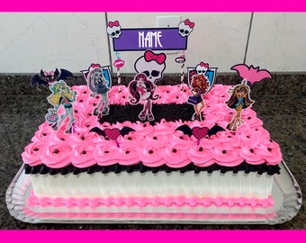 Accessoires de fête Monster High : décoration imprimable et décoration de gâteau - téléchargement immédiat pour anniversaire, patrons PDF à imprimer, thème Halloween bricolage
