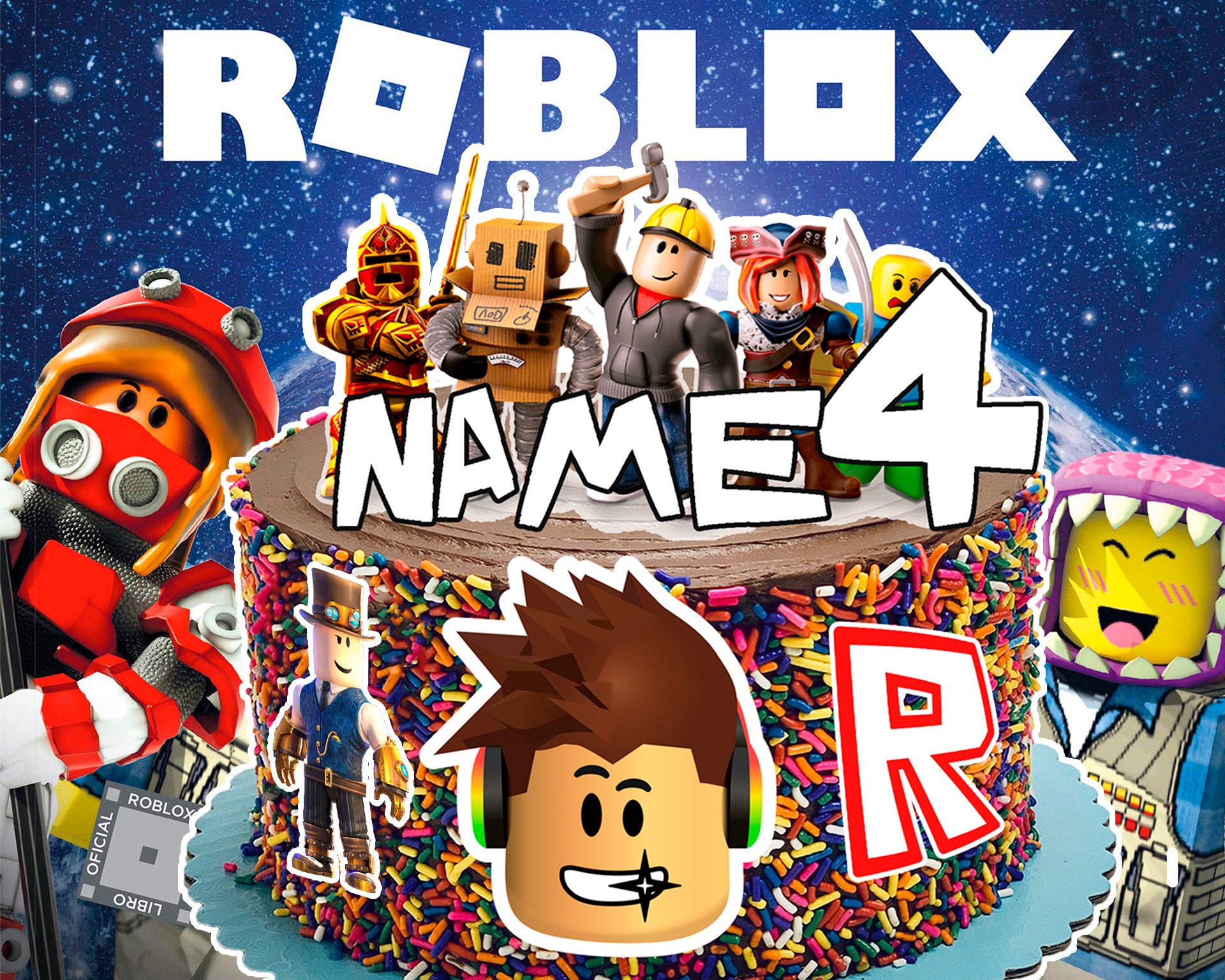 Roblox Party Supplies: Printable Decor &amp; Cake Topper - Instant Download ...