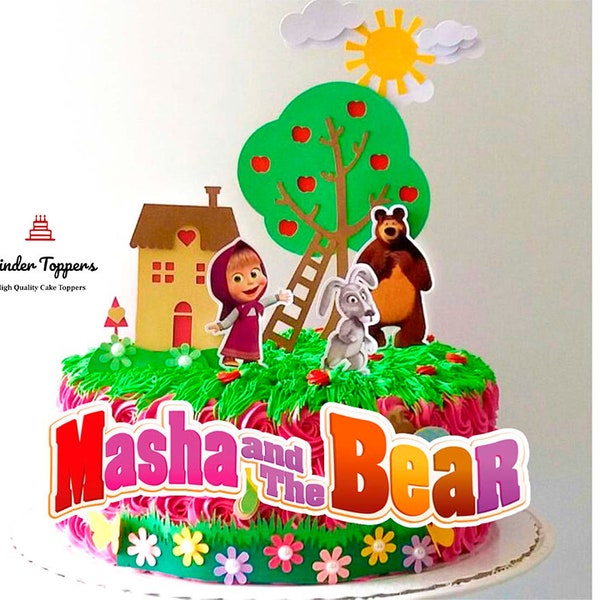 Masha and the Bear - Cake Topper, Easy Printable Digital File, To Print, Centerpiece, DIY Centerpiece Party Design, Personalize Your Party!
