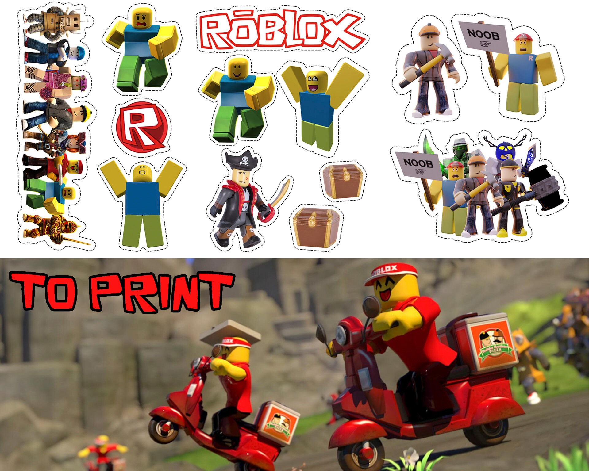 Roblox Party Supplies: Printable Decor &amp; Cake Topper - Instant Download ...