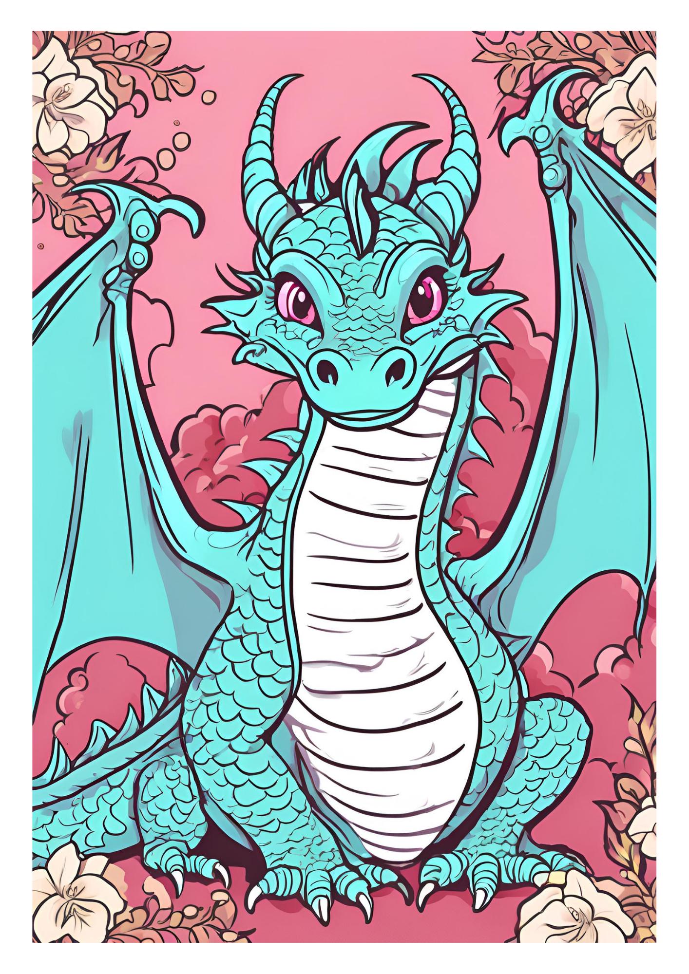 Draken Dragon, Kleurboek, Kleurboeken Voor Volwassenen En Kinderen,  Kleurboek 50 Pagina's Teken Plezier, Instant Download - Etsy, image size:1414x2000