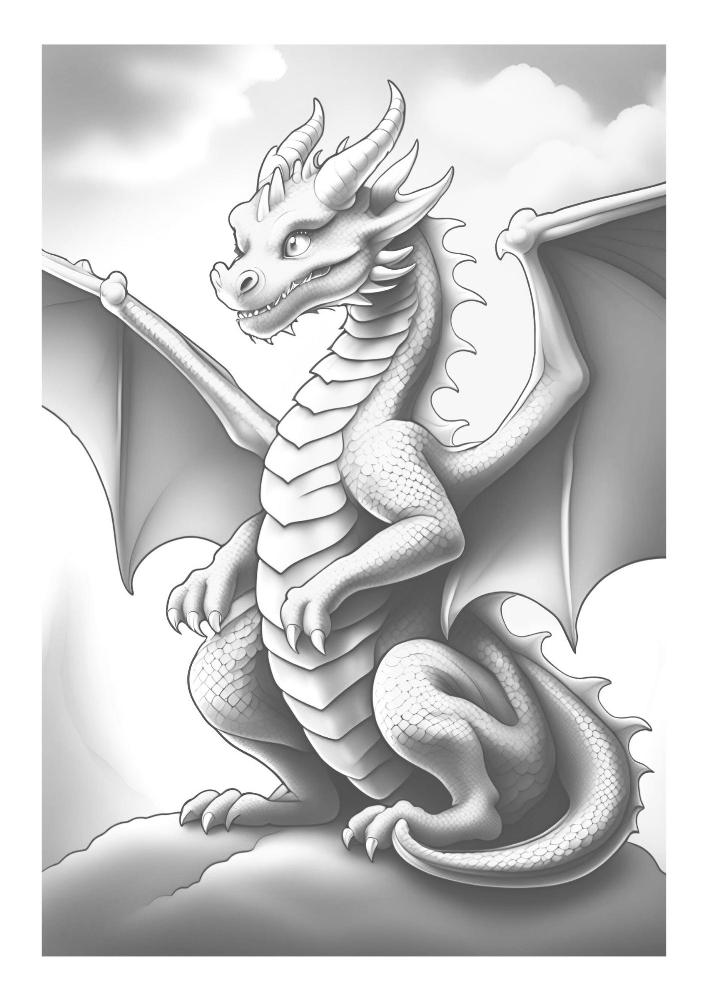 Draken Dragon, Kleurboek, Kleurboeken Voor Volwassenen En Kinderen,  Kleurboek 50 Pagina's Teken Plezier, Instant Download - Etsy, image size:1414x2000