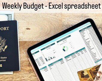Weekly Budget Planner || Spreadsheet Excel Template || Expense tracker || Digital Planner || Bill tracker || Green & Beige colors