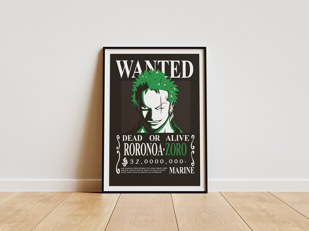 One Piece Roronoa Zoro Wanted Poster Anime Poster Anime Gift Manga ...