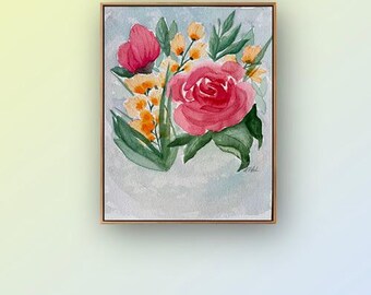 8x10 abstract flower watercolor painting