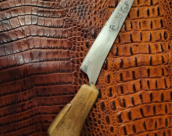 stag handle knife, 52100 high carbon steel, brass inlay(plug), 11 inch