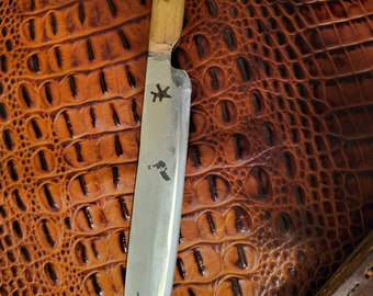11 inch carbon steel knife with leather sheath