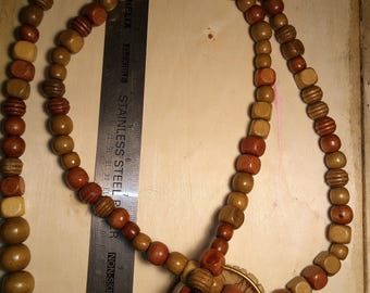beaded necklaces, Budda like, extra long, serenity prayer, stone centerpiece
