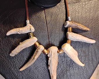 7 antler point gnarly necklace with gold beads
