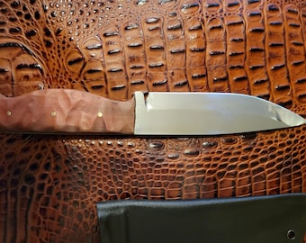 50% off! hunter, bowie, 1095 steel, rock pattern, kydex sheath, utility