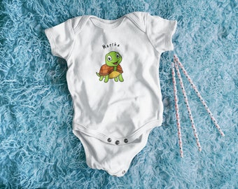 Regalos para bebés, regalos personalizados para bebés, body para bebés, regalo de tortuga, body para bebés personalizado, regalo de nacimiento para bebés, regalo de bautismo