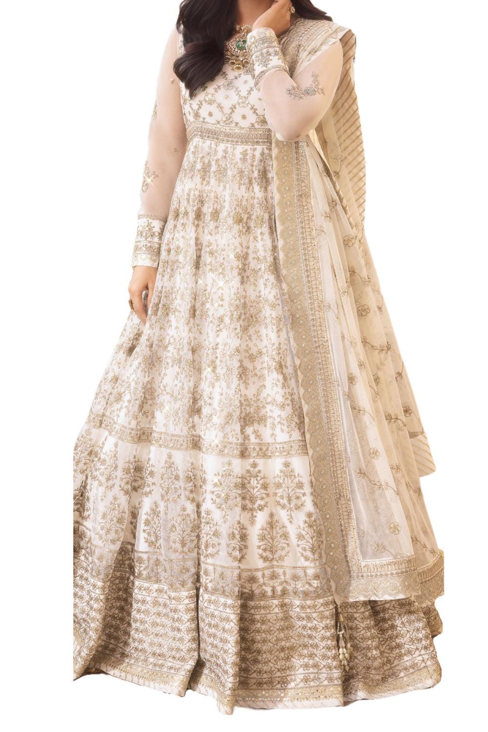 White and Gold Indian Outfit