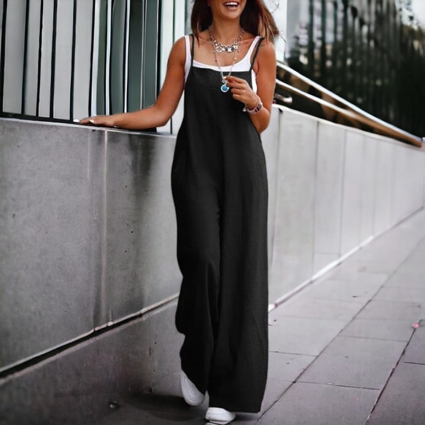 Boho Romper Sexy Jumpsuit - Loose Fit Dress Hippie Overalls Wide Leg Jumpsuit Techwear Overalls Jumpsuit