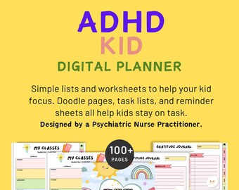 ADHD Printable Planner Kids Self Care| Instant Digital Download| Organizer| Savings Tracker| Routine Study Planner Children| Focus| Kid Book