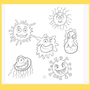 Children's Coloring Book Germs Coloring Book Handwashing Nola Elementary Homeschool Book Digital Sticker Pack INSTANT DOWNLOAD image 5