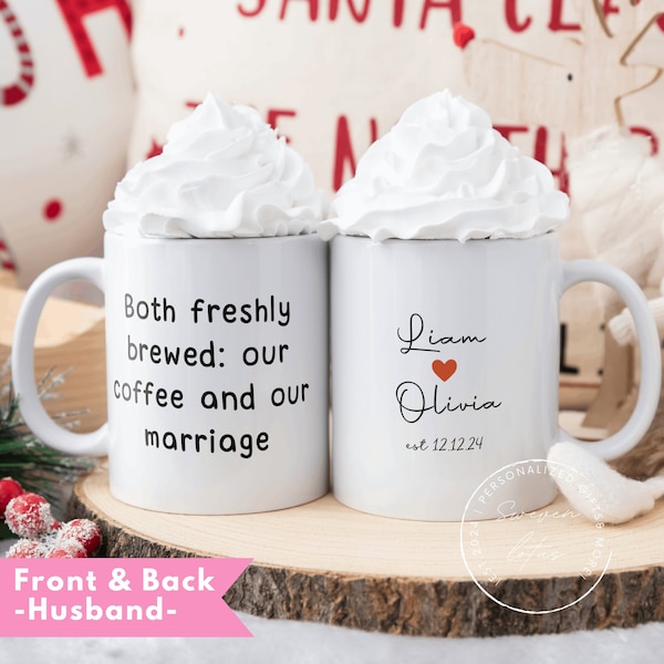 Custom Wedding gift mug, Gift for newlywed couple,Married couple gift, Personalized engagement gift, wife and husband mug