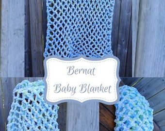 Crochet Pattern 1 Ball Bernat Baby Blanket
