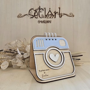 Album Nascita Personalizzato in Legno – Ricordo Crescita Bimbo/Bimba con Animali – Idea Regalo Nascita, Primo Compleanno o Battesimo