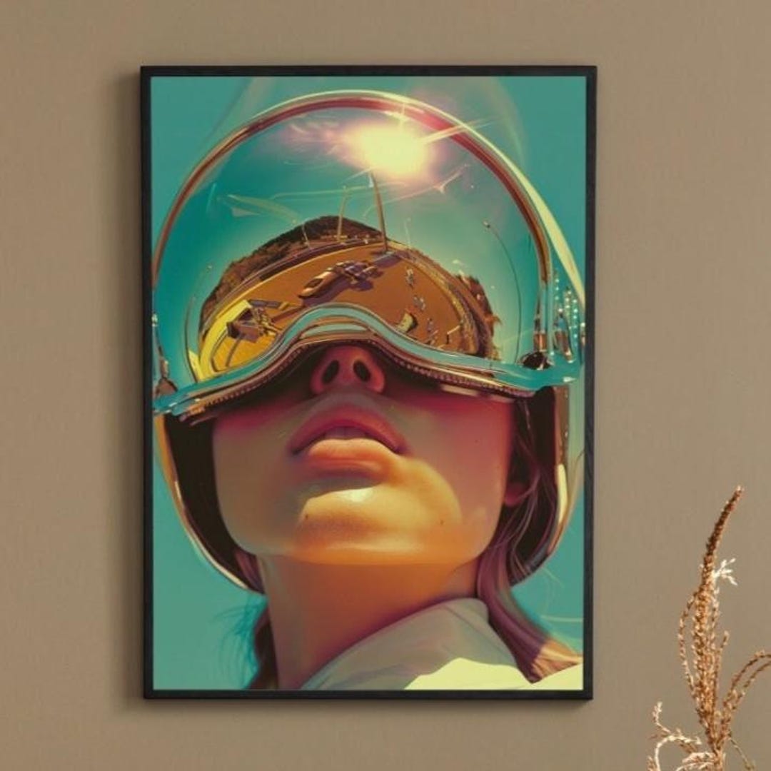 Retro Sci-fi Helmet Art Print | Futuristic Nostalgia (digital Download ...