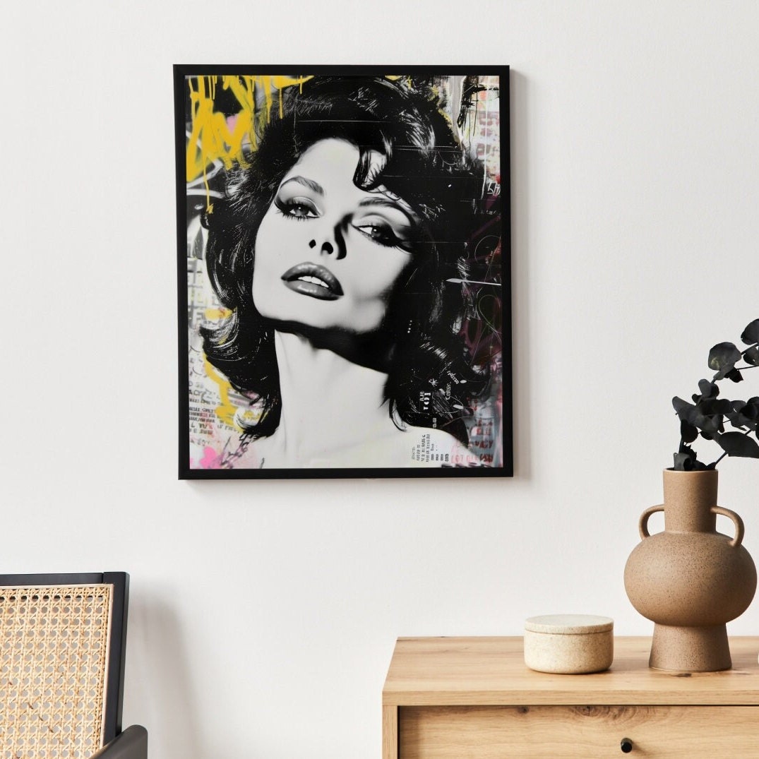 Sophia Loren Pop Art Retro Artwork grunge Vintage Art Digital Download ...
