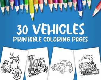 30 Easy Vehicles coloring pages for Kids, Toddlers, Preschoolers, vehicle Coloring Book - Coloring Page  - Homeschool Printables