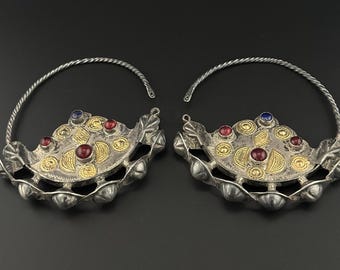 Yomud earrings, antique silver.