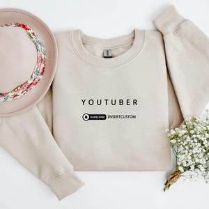 YouTuber Sweatshirt with Personalized YouTube account, Unisex YouTube influencer Gift, Gift for blogger, Content Creator Shirt,YouTube Shirt