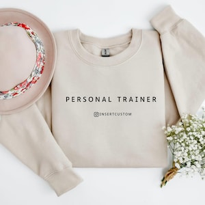 Personal Trainer Sweatshirt with Personalized Instagram id, Personal trainer gift for influencer merch Unisex customized Fitness Coach shirt
