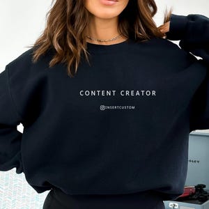 Content Creator Sweatshirt with Personalized Instagram id, Unisex Influencer gift, Gift for blogger, Content Creator Shirt, Youtuber merch