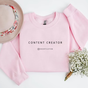 Content Creator Sweatshirt with Personalized Instagram id, Unisex Influencer gift, Gift for blogger, Content Creator Shirt, Youtuber merch