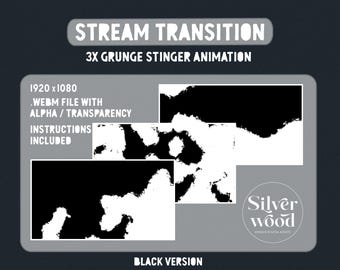 3x Grunge Twitch Stream Scene Stinger Transition, Black Jinx Stinger Twitch Transition, Steampunk Stream Transition