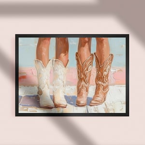 Cowgirl Boots Print | Coquette Room Decor | Western Oil Painting | Printable Vintage Cowgirl Aesthetic
