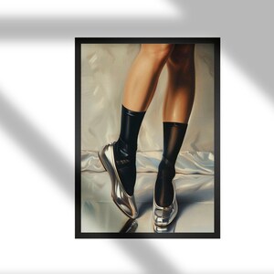 Coquette Silver Flats Painting | Oil Painting Print |  Printable Feminine Wall Art | Dark Academia | Coquette Aesthetic