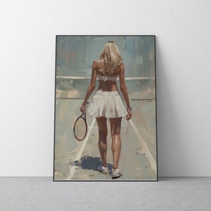 Tennis Girl Preppy Print | Vintage Oil Painting | Coquette Wall Art | Feminine Decor | Coquette Room Decor Poster | Download PRINT