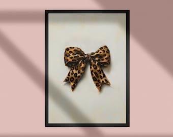 Coquette Leopard Bow Oil Painting Print (Digital Download)