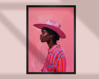Pink Cowboy Hat Painting | African American Cowgirl Wall Art (Digital Download)