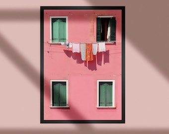 Lámina de Casa Italiana Rosa: Arte mural de viaje por el Mediterráneo (Descarga digital)