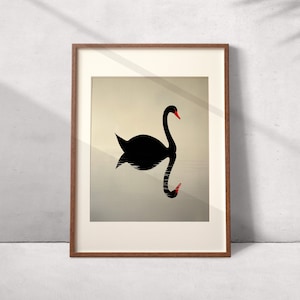 Black Swan Print |  PRINTABLE WALL ART | Minimalistic Black Swan Poster | Art Deco | Acrylic Painting Style | Modernist Art