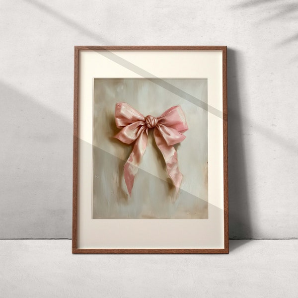 Coquette Bow Painting | Oil Painting Print | Coquette Aesthetic Wall Art