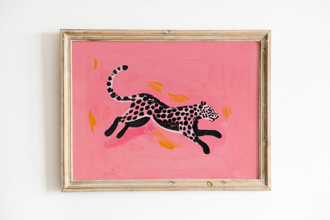 Pink Leopard Print | Eclectic Poster | Maximalist Decor | Cheetah Wall ...
