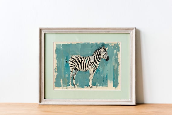 Blue Zebra Pop Art Print: Playful Animal Decor (Digital Download)