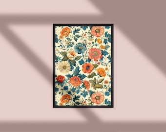 Colorful Flower Painting | Grandmillennial Style Home Decor Art | Flower Art Poster