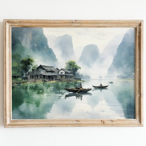 Vietname Landscape Water Color Painting | South East Asia Art | Travel Art Poster |