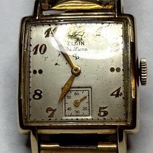 Reloj Elgin vintage de oro amarillo de 10k: segundero pequeño, correa JB Champion.